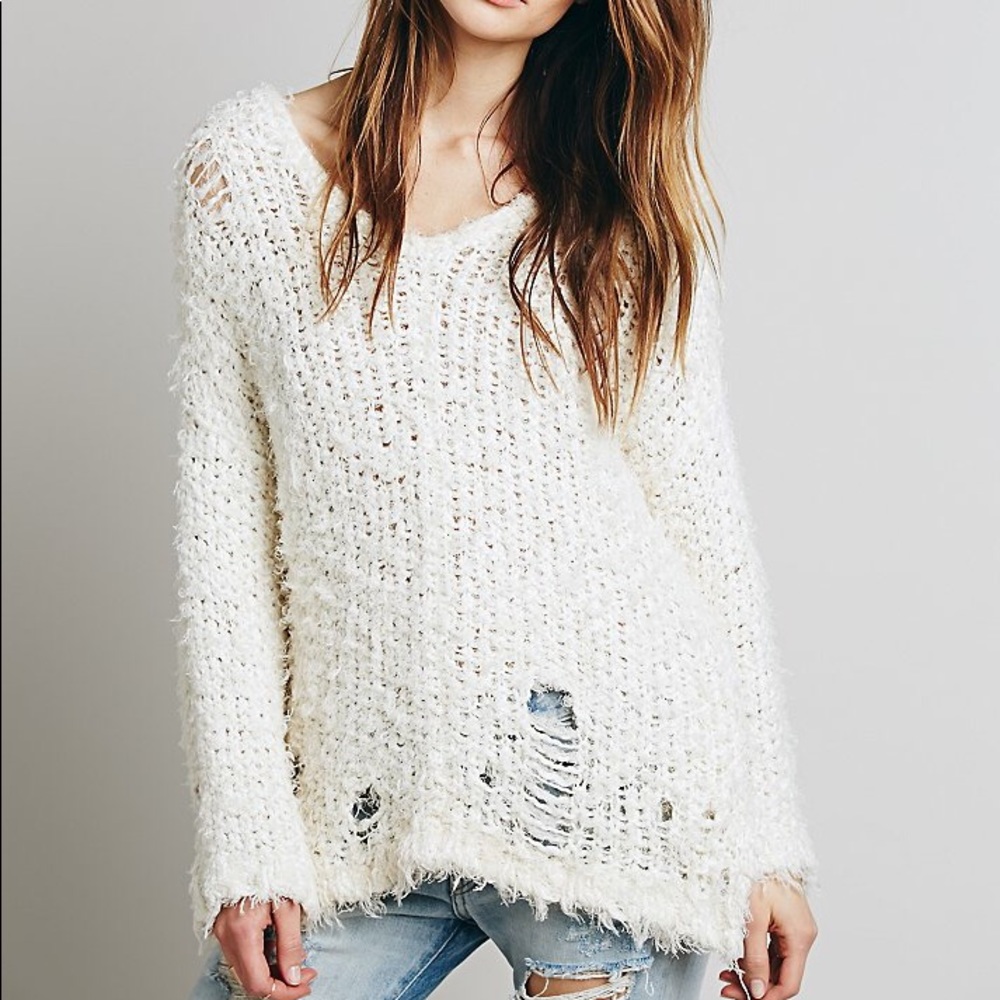 Free People Distressed Sweater